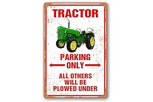 Tractor Crossing Road Sign Red: Unique Tractor Wall Decor For Your Rustic Country