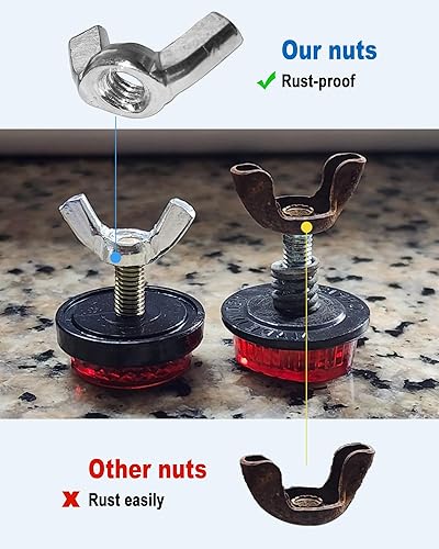 Miniatura 3 de Marco de matrícula de motocicleta con reflectores rojos, pernos y tuercas, kit de soporte de placa de acero inoxidable cromado para motocicleta