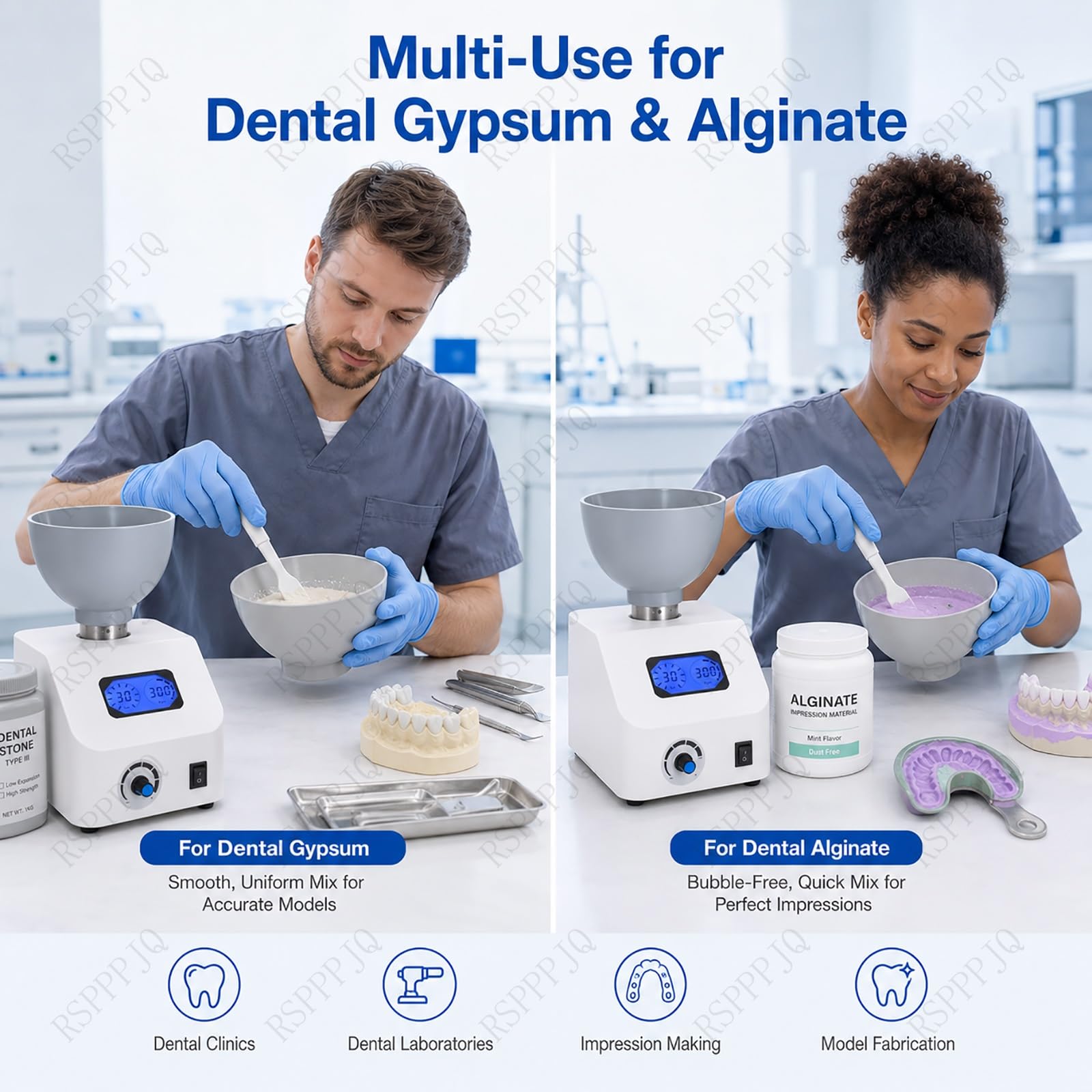Miscelatore elettrico for gesso, miscelatore for materiale da impronta in alginato da 48 W, regolabile a 6 velocità, capacità 100-700 ml, for miscelare materiali dentali