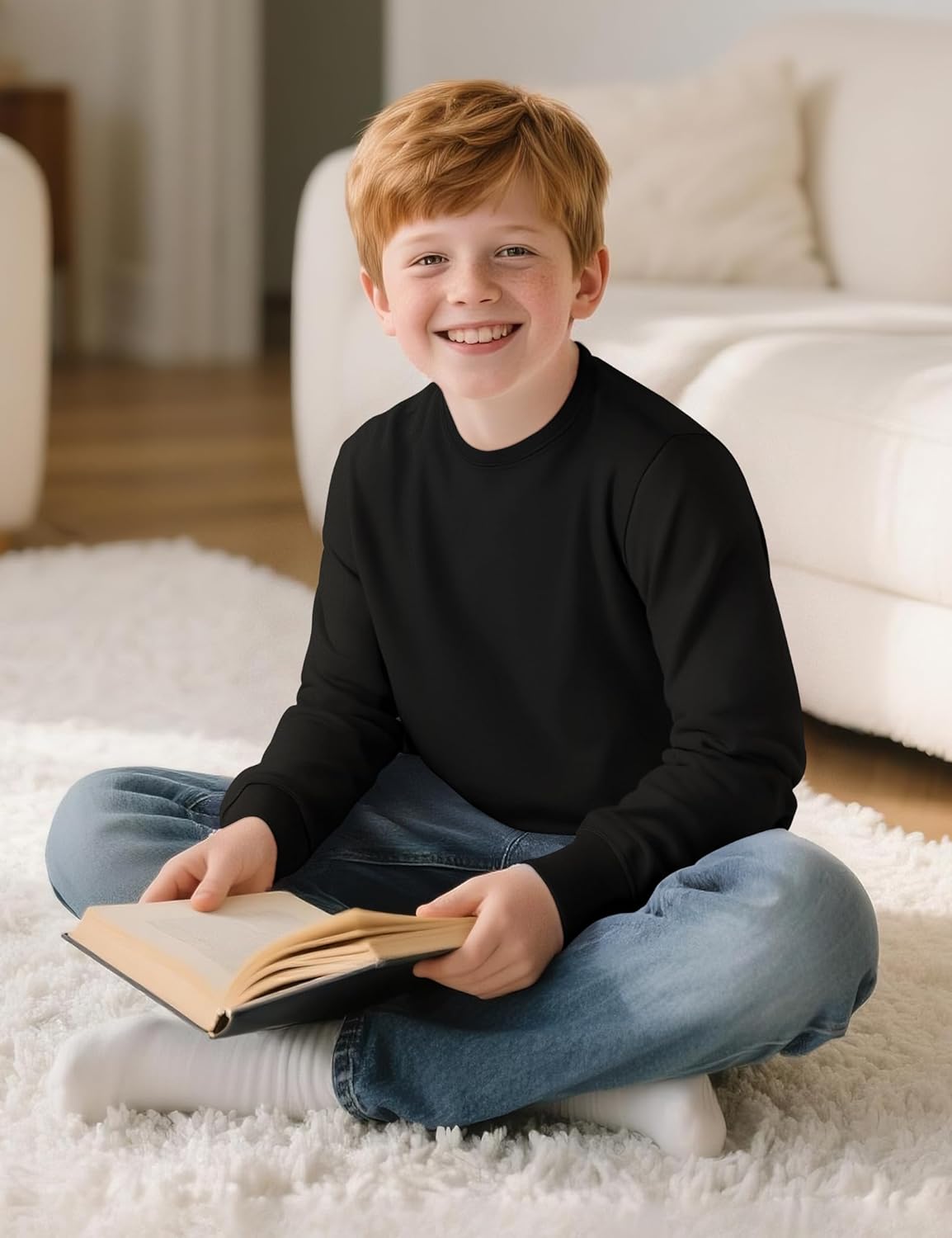 BOOPH Boys Long Sleeve Shirts Kids Crewneck Basic Tee Sports Pollover T-Shirt - Image 3