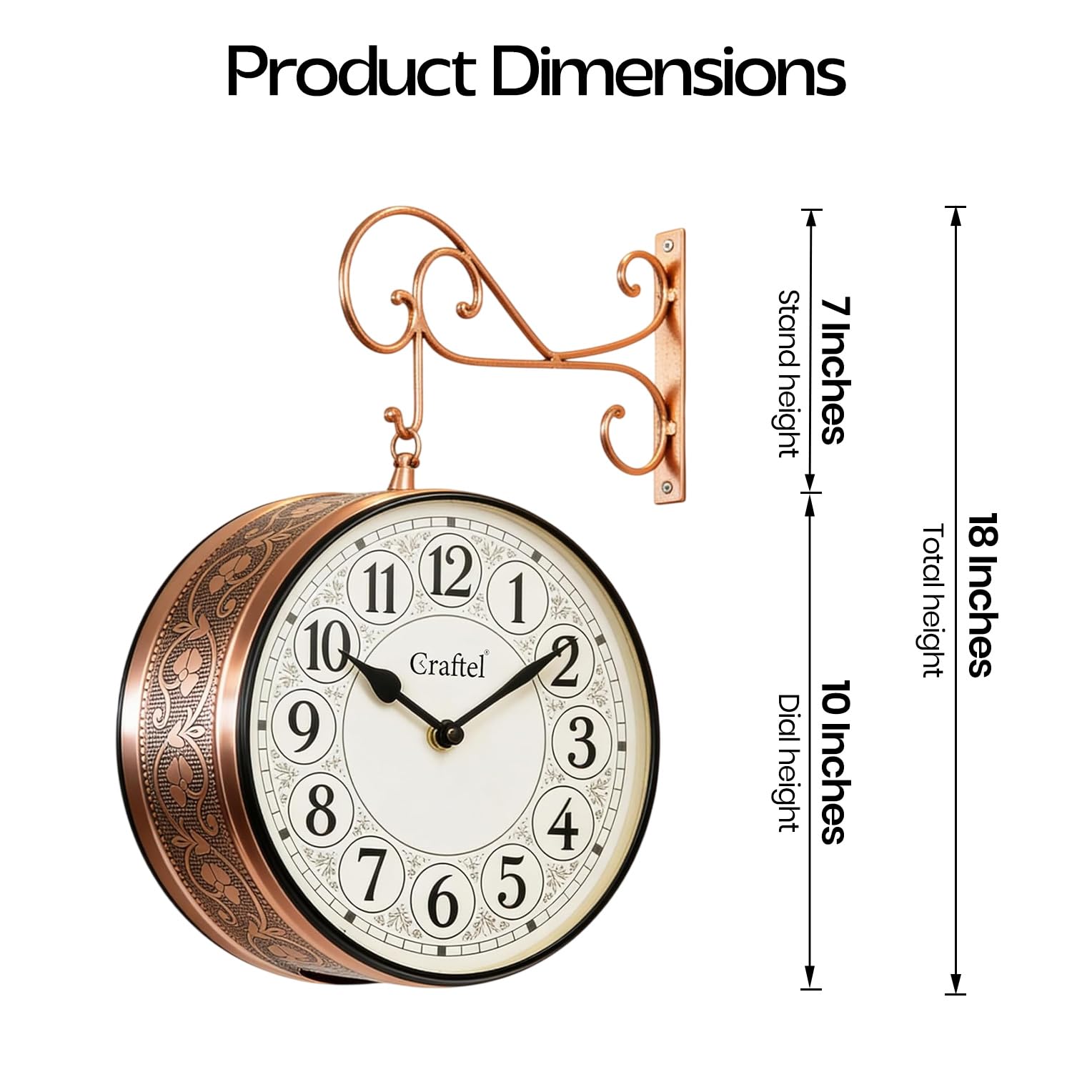 Vintage Rose Gold Wall Clock - Elegant Home Decor -2 Vintage Rose Gold Wall Clock - Elegant Home Decor -2