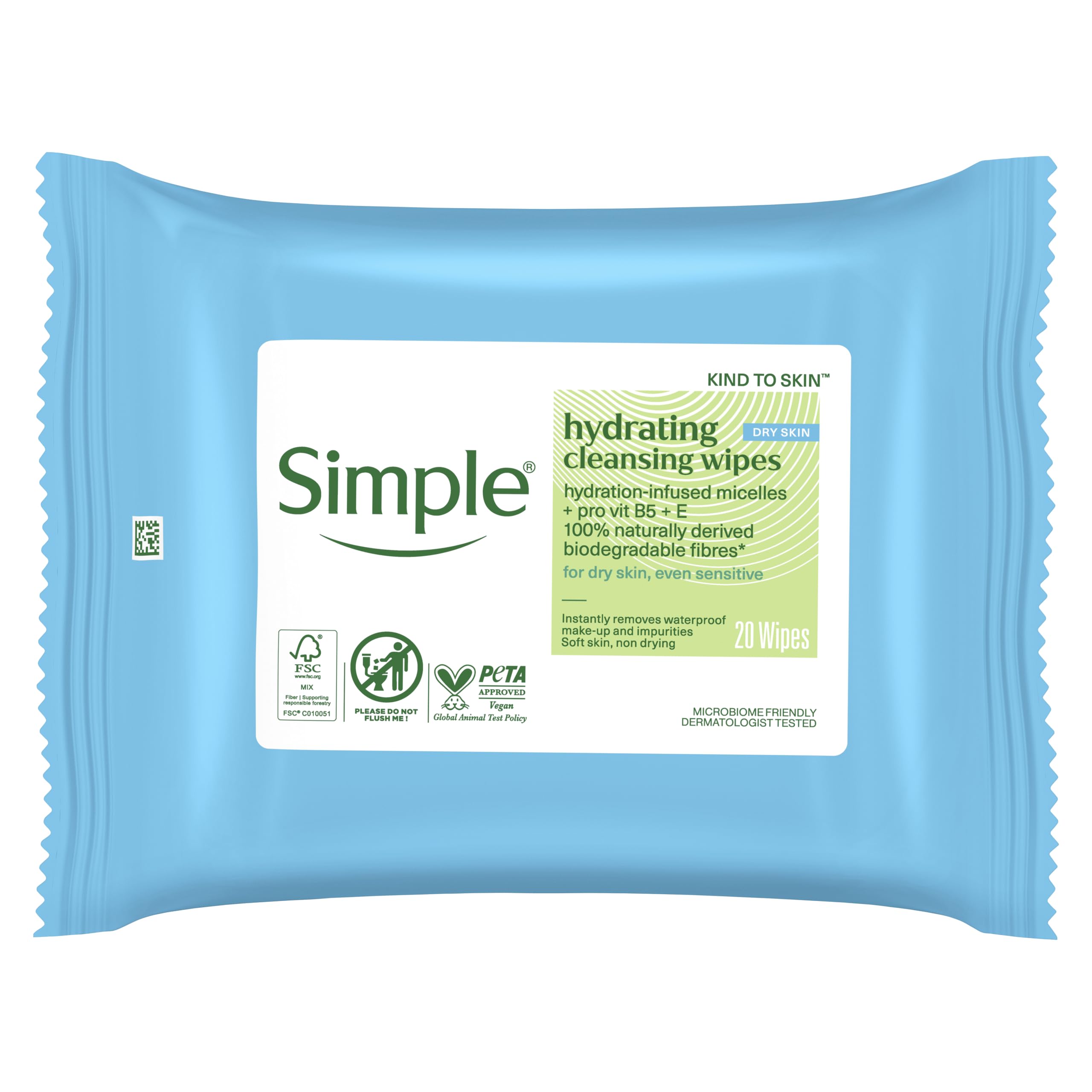 Simple Kind to Skin Hydrating Cleansing Wipes 20 wipes