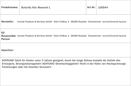 Miniatura 5 de HQ Kites L - Cometa de mariposa, cometa de una sola línea de 51 pulgadas con cola
