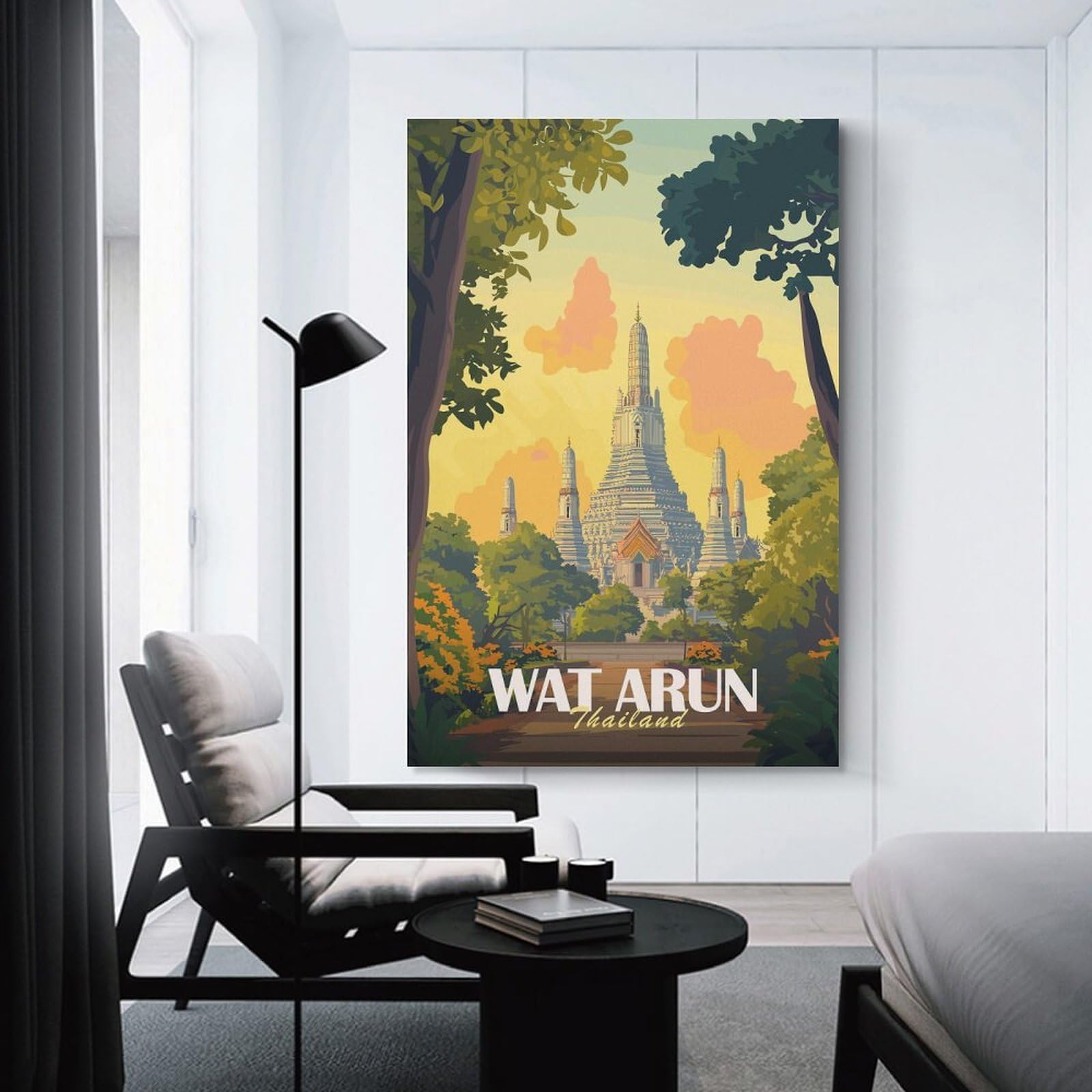 Junmoney Wat Arun Temple, Thailand Hanging Wall Art, 08x12inch(20x30cm), for Gallery Wall Decor And Room Displays, Home Wall Art for Statement Displays