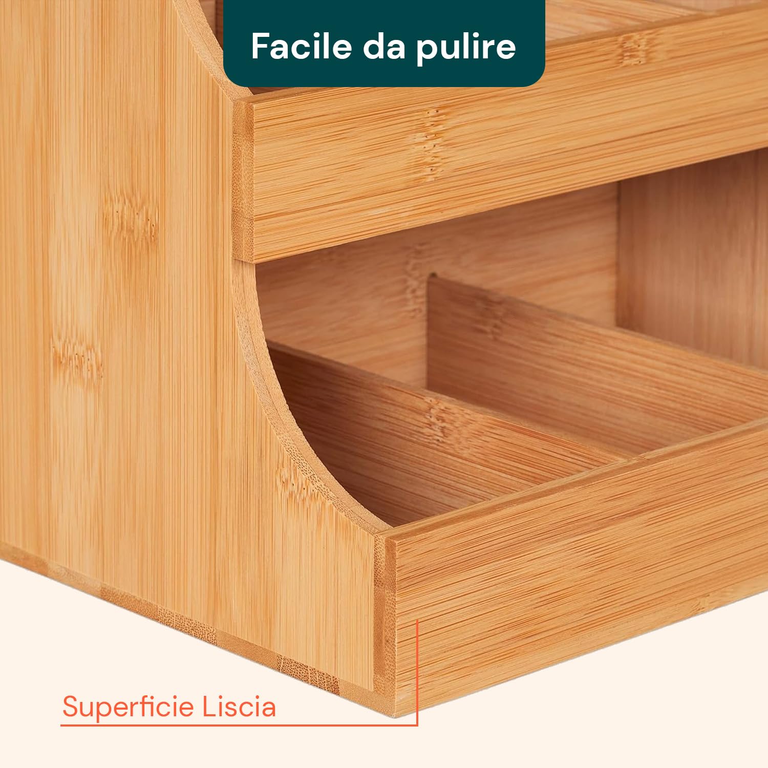 Avilia Organizer in Bambù con 9 Scomparti – Porta Capsule Caffè e Portacialde, Alzatina Cucina Salvaspazio per Bustine Tè, Tisane e Zucchero – Contenitore Multiuso per Cucina, Ufficio e Bagno