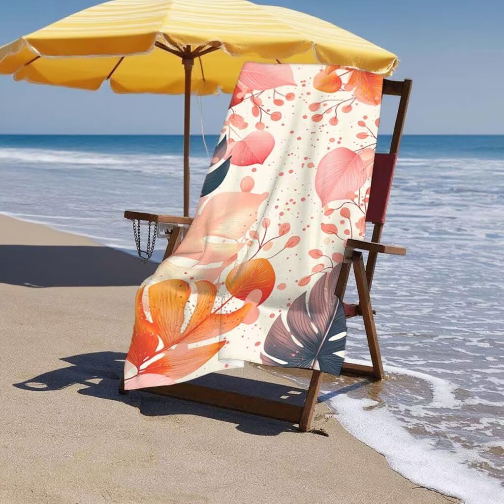 Toalla de Playa Grande 220x100cm/35x70cm, Juego de 2 Toalla Microfibra XXL de Antiarena, Toallas Playa Suave Ligera, Absorbente Secado Rápido, Beach Towel Viaje Yoga, Regalo Mujer Hombre (Beige) J-37