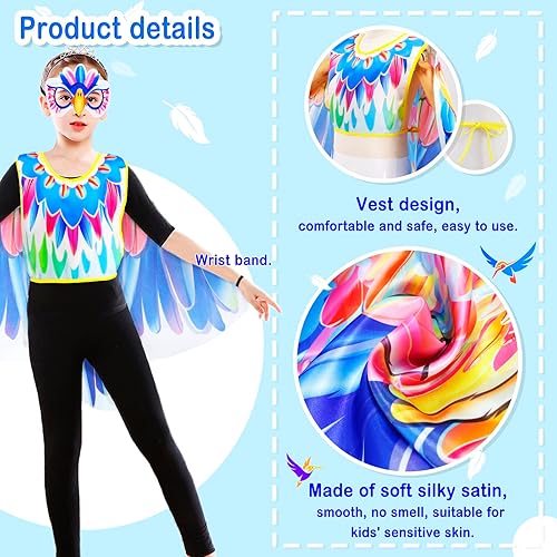 Miniatura 4 de iROLEWIN Chaleco de águila y alas de pájaro, disfraz para niños y máscara de pájaro, disfraces para niños pequeños para jugar, regalos de fiesta