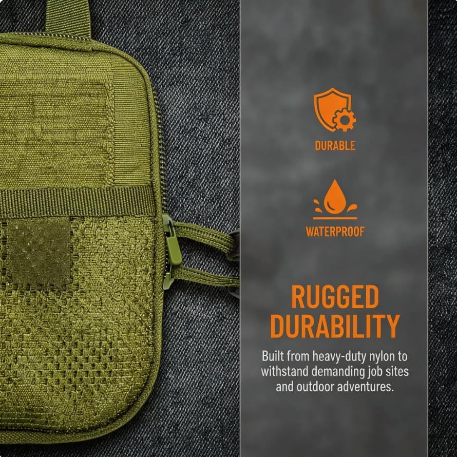 EDC Utility Pouch, 5*7*1in, Oxford Multi-Slot Utility Pouch, Green image 4