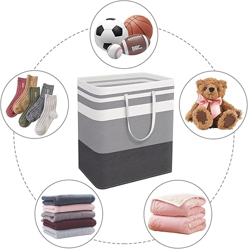 Miniatura 6 de WISELIFE Paquete de 2 cestas de lavandería plegables grandes de 100 litros con asas de fácil transporte cesta de almacenamiento impermeable