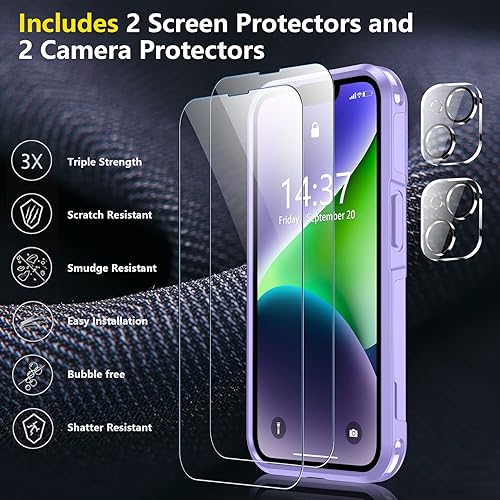 Miniatura 10 de SPIDERCASE Funda para iPhone 14iPhone 15, protección contra caídas de grado militar de 15 pies, magnética, transparente, paquete de 2 protectores de