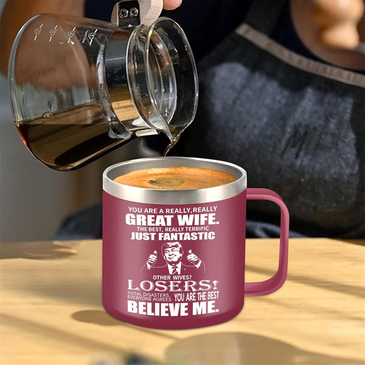 Great Wife Coffee Mug Funny Gifts for Wife from Husband - 14oz Great Wife Stainless Steel Coffee Mug - Wife Gifts from Husband Wife Presents at Christmas - Image 4