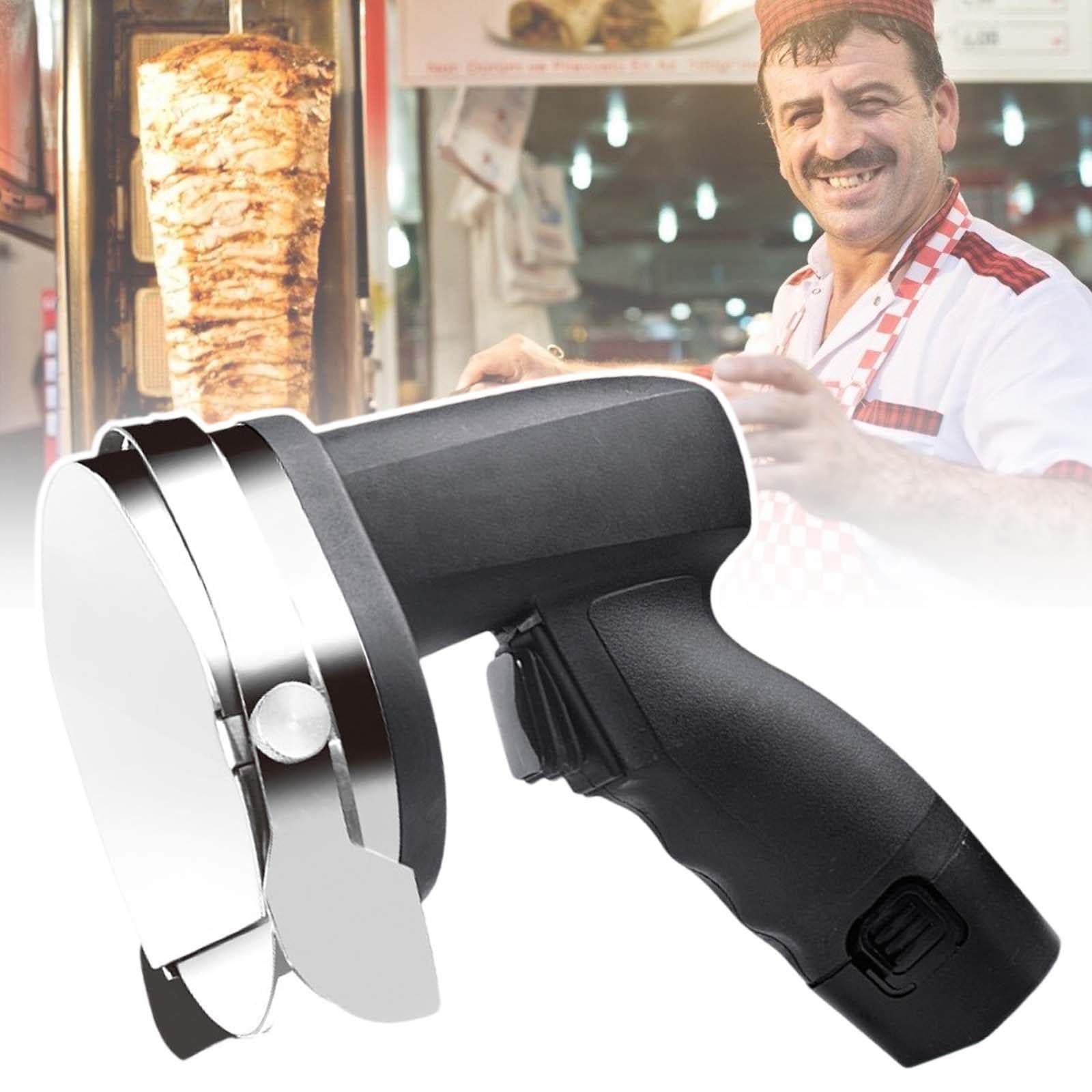 vnmudzeo Chargeable Shawarma Kebab Slicer,for Restaurant Barbecue,Stainless Steel Handheld Meat Cutter,0 to 8 mm Adjustment Thickness