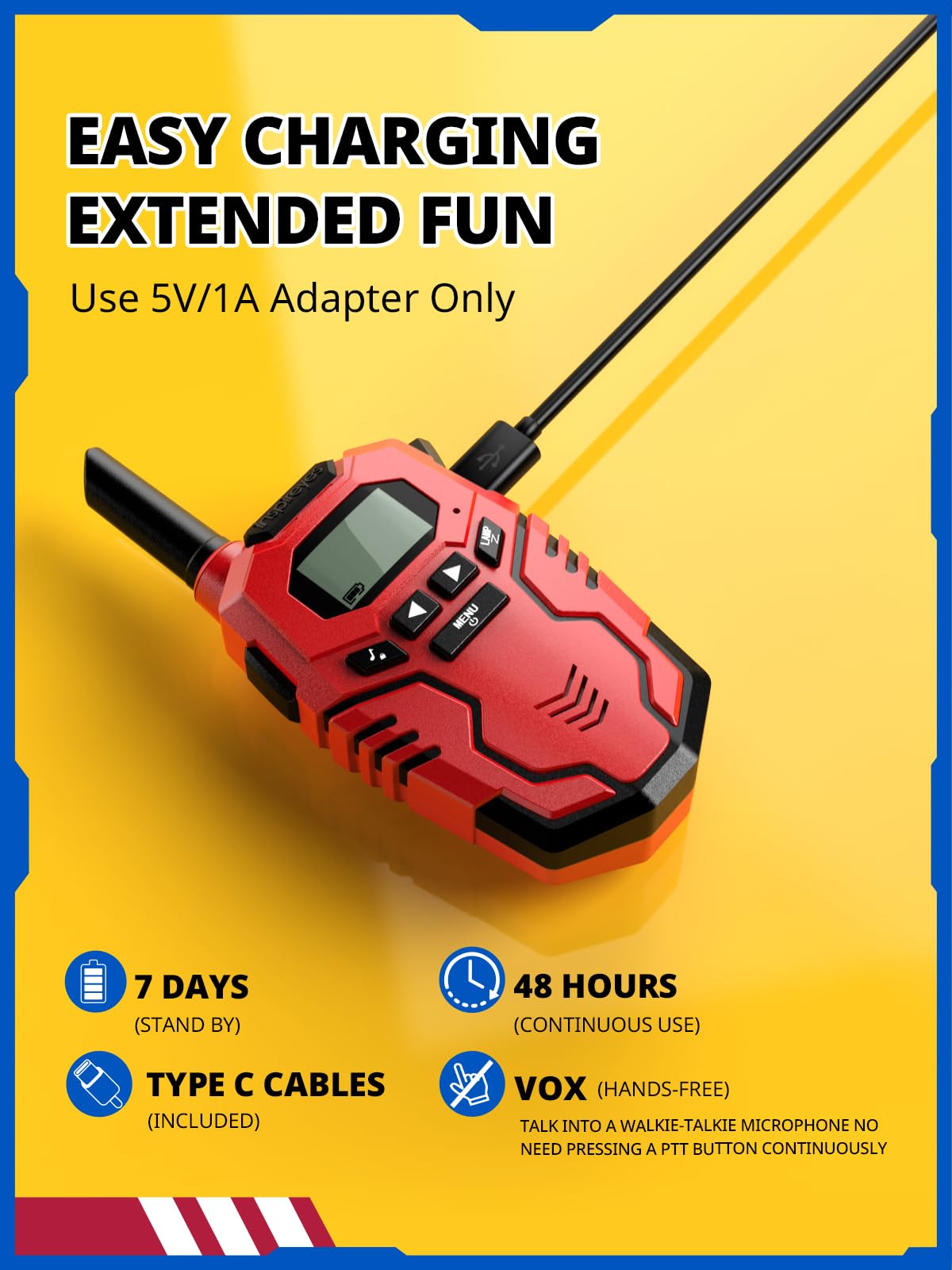 Inspireyes Walkie-Talkie Bambini Ricaricabili, 48 Ore di Orario di Lavoro, 3 Chilometri di Lungo Raggio, Regali di Compleanno per Ragazzi Ragazze, Giocattoli da Esterno per Bambini di 3-12 Anni