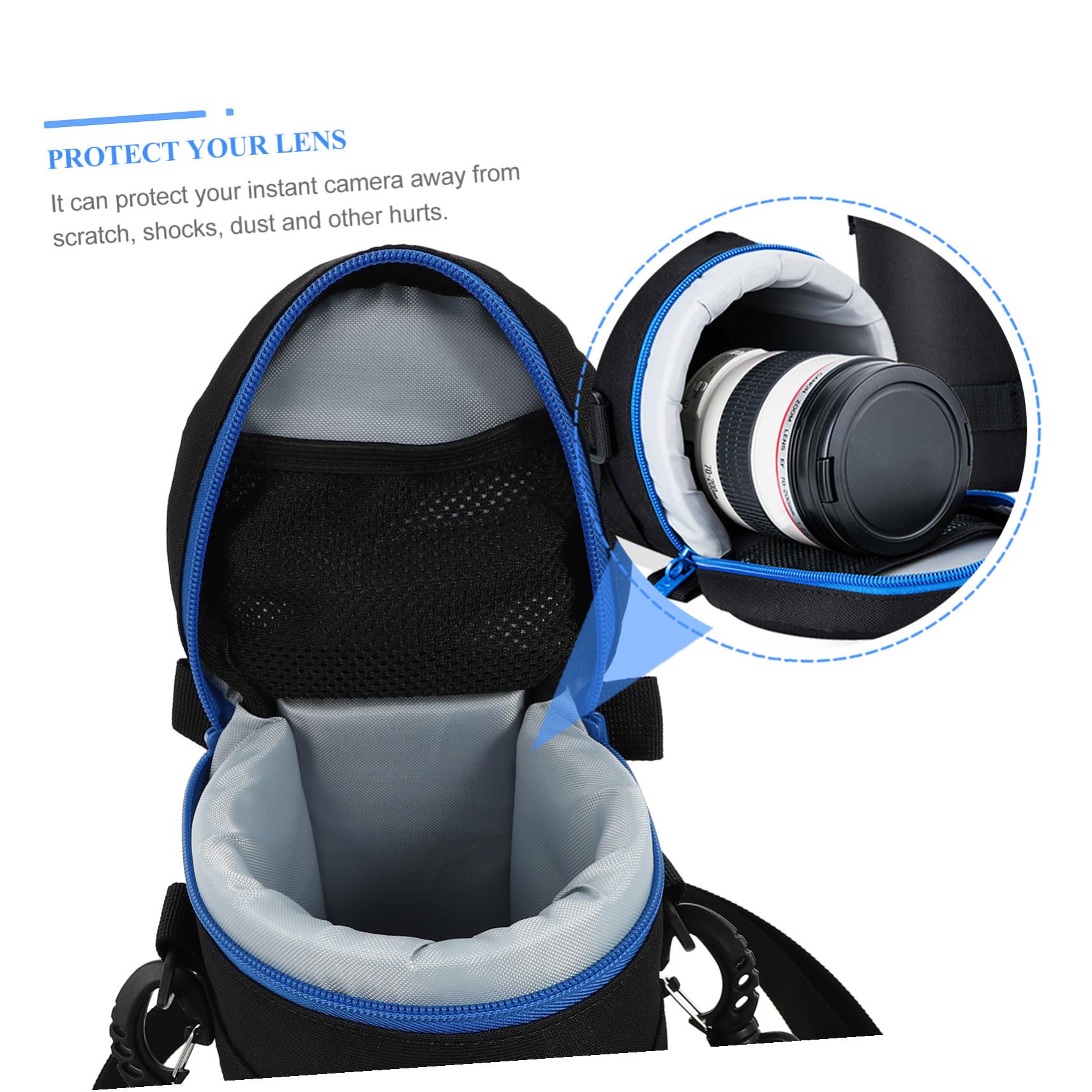 Bolsa Protectora para Lente de Cámara Resistente Golpes y Agua Acolchada y Portátil Estuche Multifuncional para Almacenamiento Seguro de Objetivos Compatible con DSLR Práctico