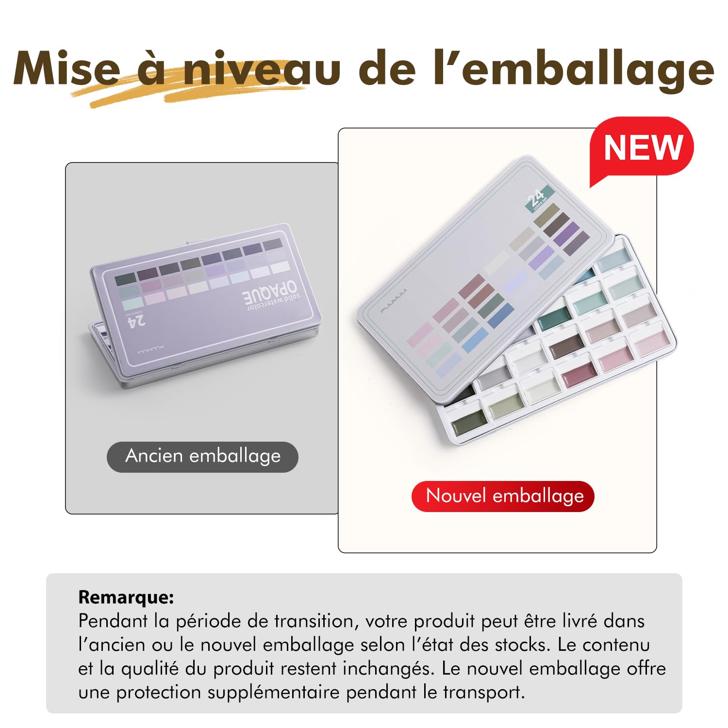 Peinture Aquarelle Opaque - Set de 24 Aquarelles Semi-humides avec Palette de Mélange | Faible Saturation, Couleurs Mates et Haut Pouvoir Couvrant | idéal pour Artistes et Amateurs