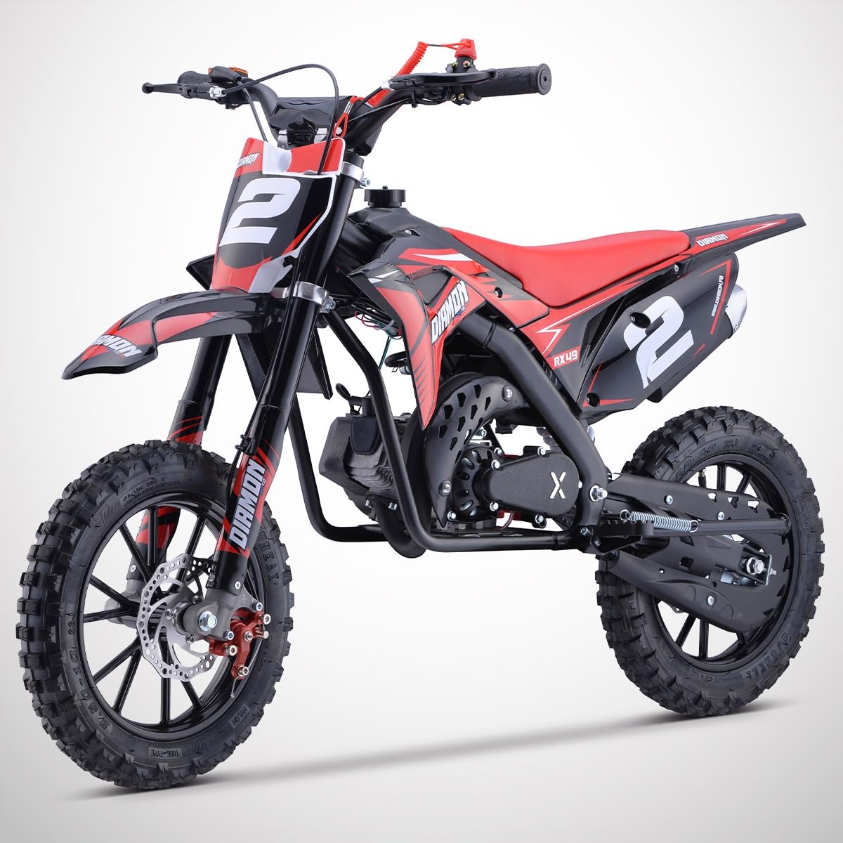 Orion Mini Cross 49 50cc 2T Rouge | Mini Moto Enfant, Pocket Bike Cross, Fourche Inversée, Freins Disque Wave, Limiteur de Vitesse
