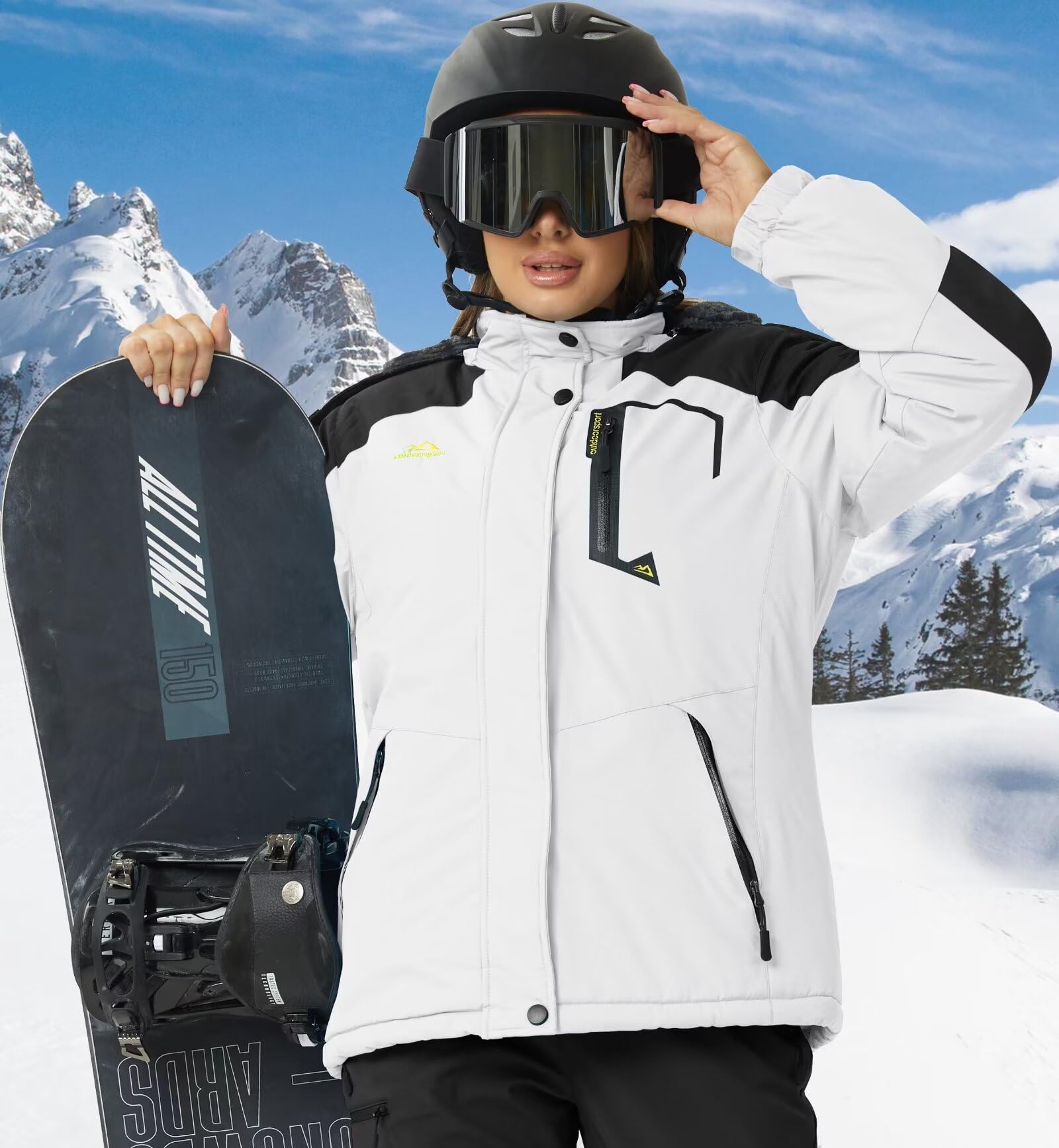 KEFITEVD Veste Chaude d'Hiver pour Femmes Manteau Imperméable Coupe-Vent Ski Camping Veste avec Capuche Amovible