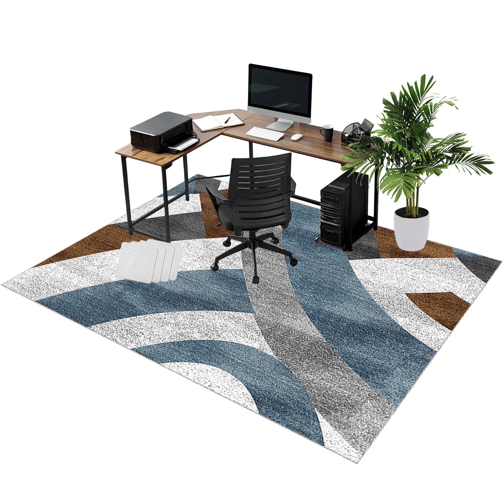 Rolling Chair Mats, Office Chair Mat for Carpet and Wooden Floors 120 x 140 cm Non-slip Gaming Floor Protector, Washable Desk Carpet Protector Rug for Home Office, Non Slip Floor Protection Mat