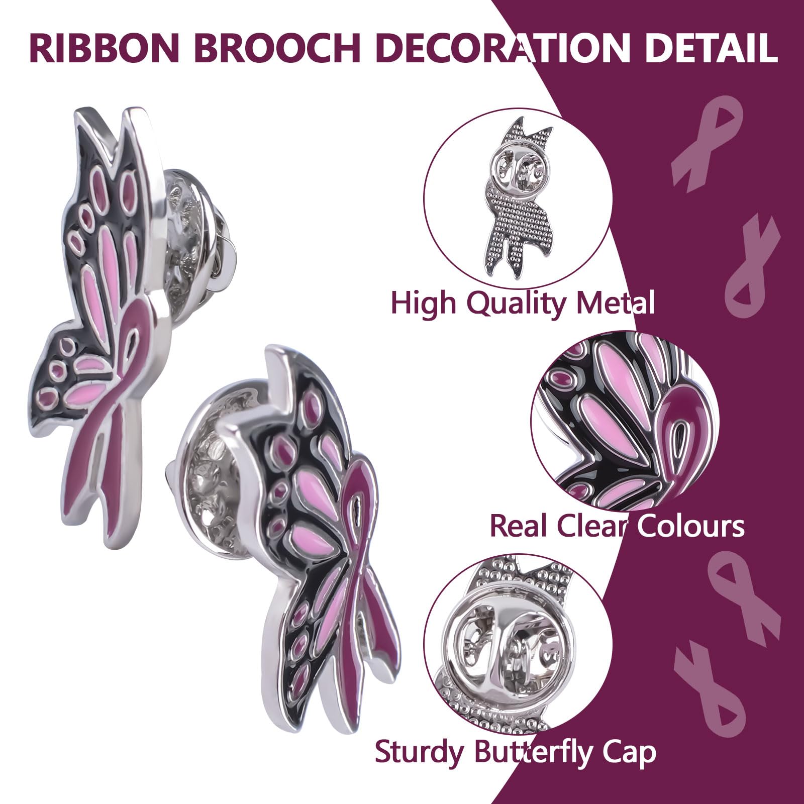 100 Broches Ruban Rose - Épinglettes Octobre Rose 2025 Pour Soutenir La Lutte Contre Le Cancer Du Sein