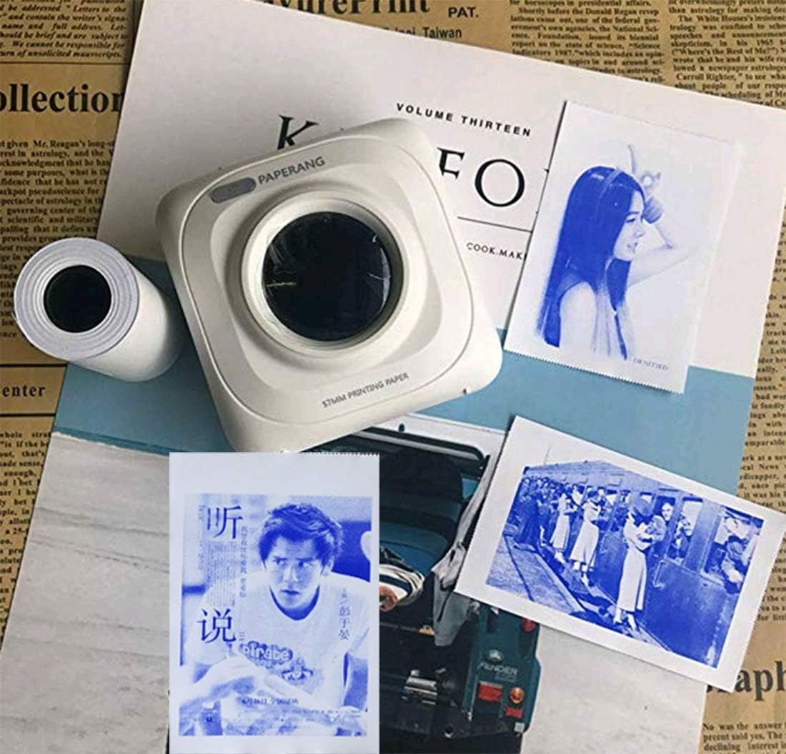Glossy Printable Sticker Paper Roll -Blue Direct Thermal Paper Self-Adhesive 57X30mm for PAPERANG and Mini Wireless Mobile Instant Printer,Set of 10