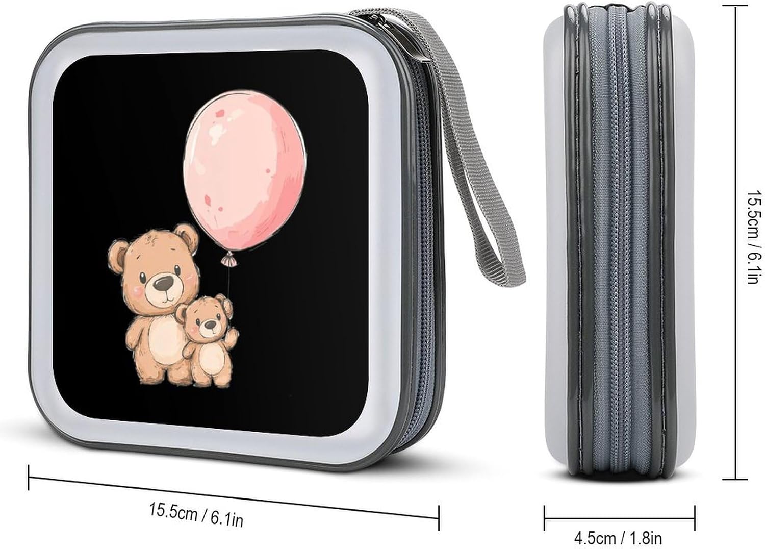 Bear Mom with Balloon Protective CD Case Storage Rack 40 Capacity DVD Holder Organizer Car Travel