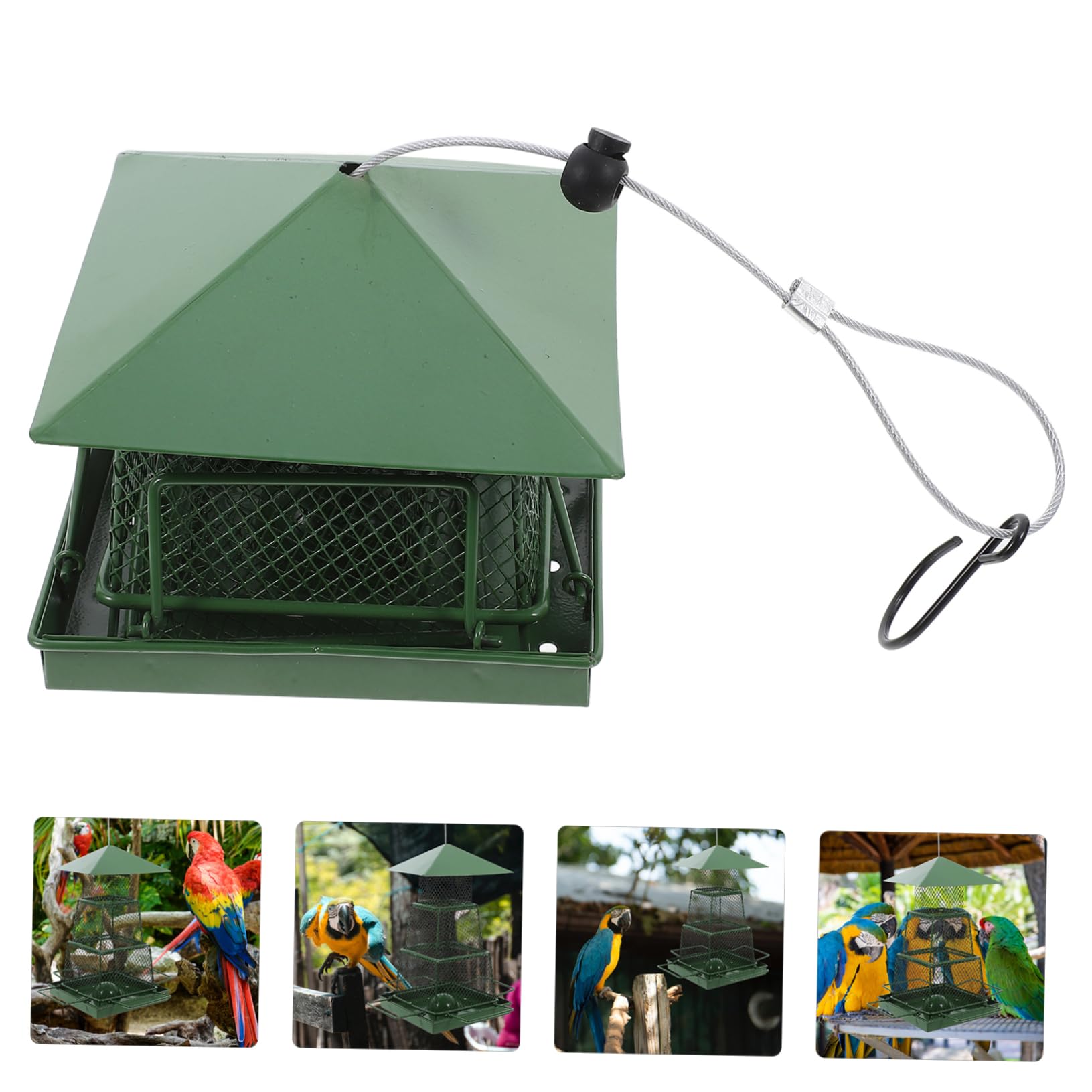 Comedero Colgante Hierro Exterior Jardin Balcon Patio Pájaros Ahorra Malla Gancho Cuadrado