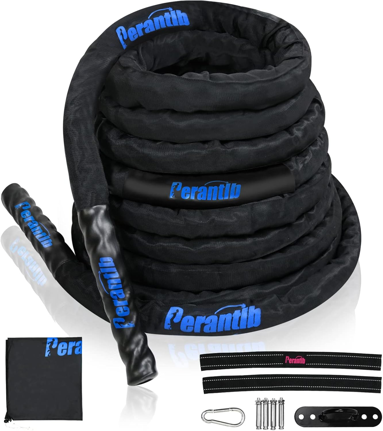 Perantlb Battle Rope With Wear-Resistant Nylon Protective Sleeve - Heavy Battle Rope for Strength Training