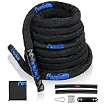 Perantlb 100% Poly Dacron Heavy Battle Rope - 1.5, 30\' 40\' 50\' Lengths - Upgraded Durable Protective Sleeve - Gym Muscle Toning Metabolic Workout Fitness - Anchor Strap Kit Included (1.5 x 30 ft)