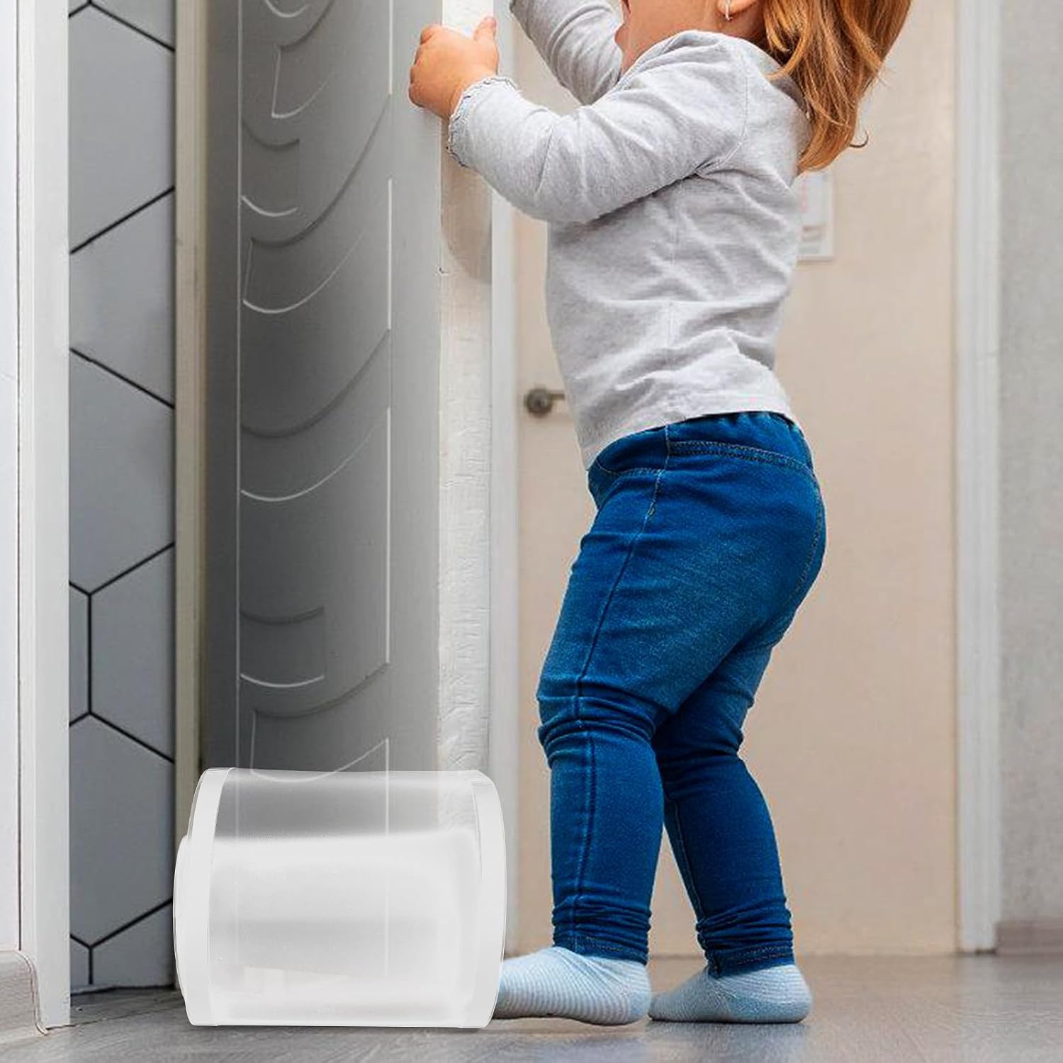 Child Safety Door Pinch Guard Self Adhesive Plastic Strip 120x18cm