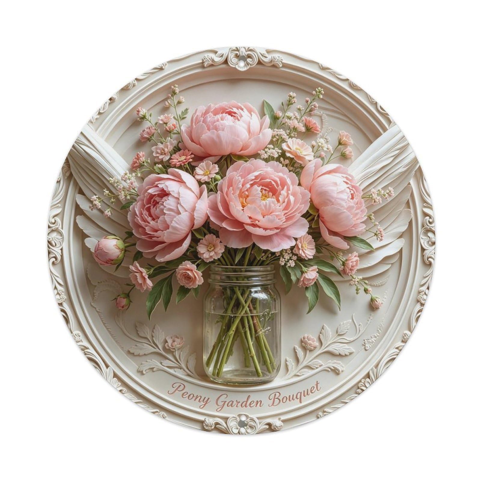 Peony Garden Bouquet Metal Tin Sign Plaque