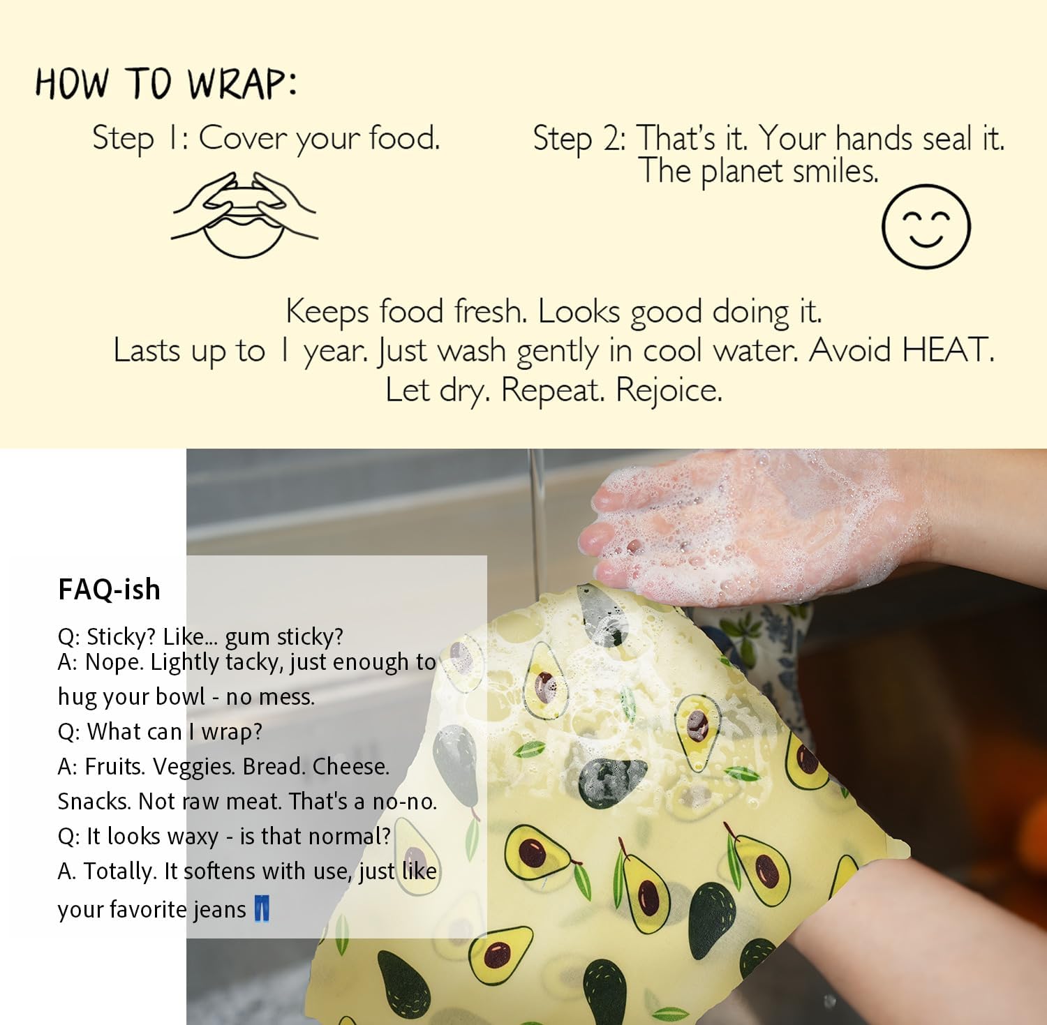 Beeswax Wrap ROLL (13" x 40") - Cut-to-Size Reusable Food Wraps, DIY Customizable Beeswax Food Wrap for Bread, Sandwiches & Bowls, Eco Friendly Sustainable Zero Waste Plastic Free Storage