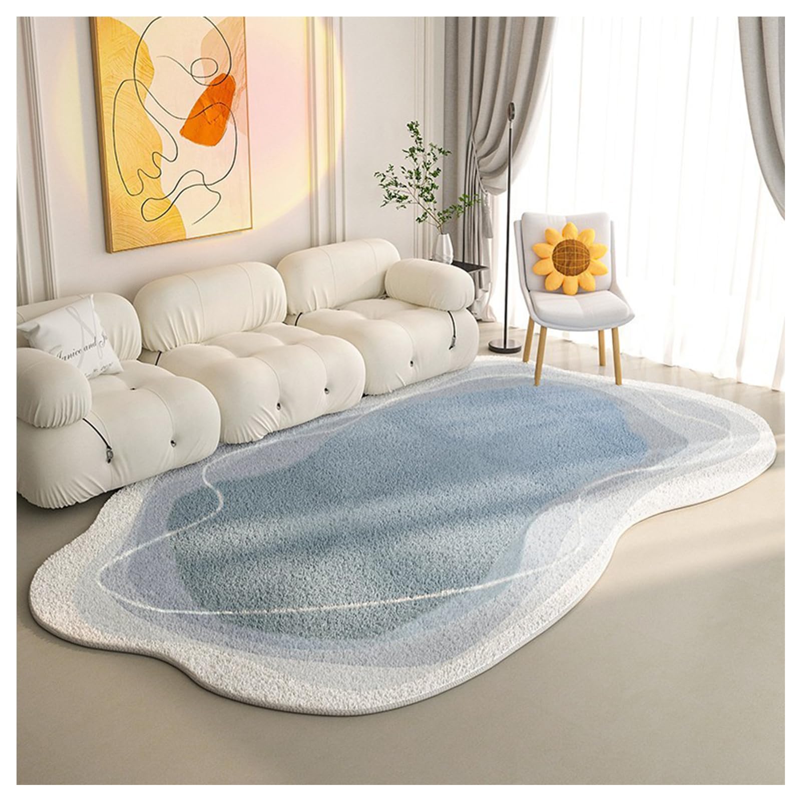 Tapis à poils longs doux et antidérapant en imitation cachemire