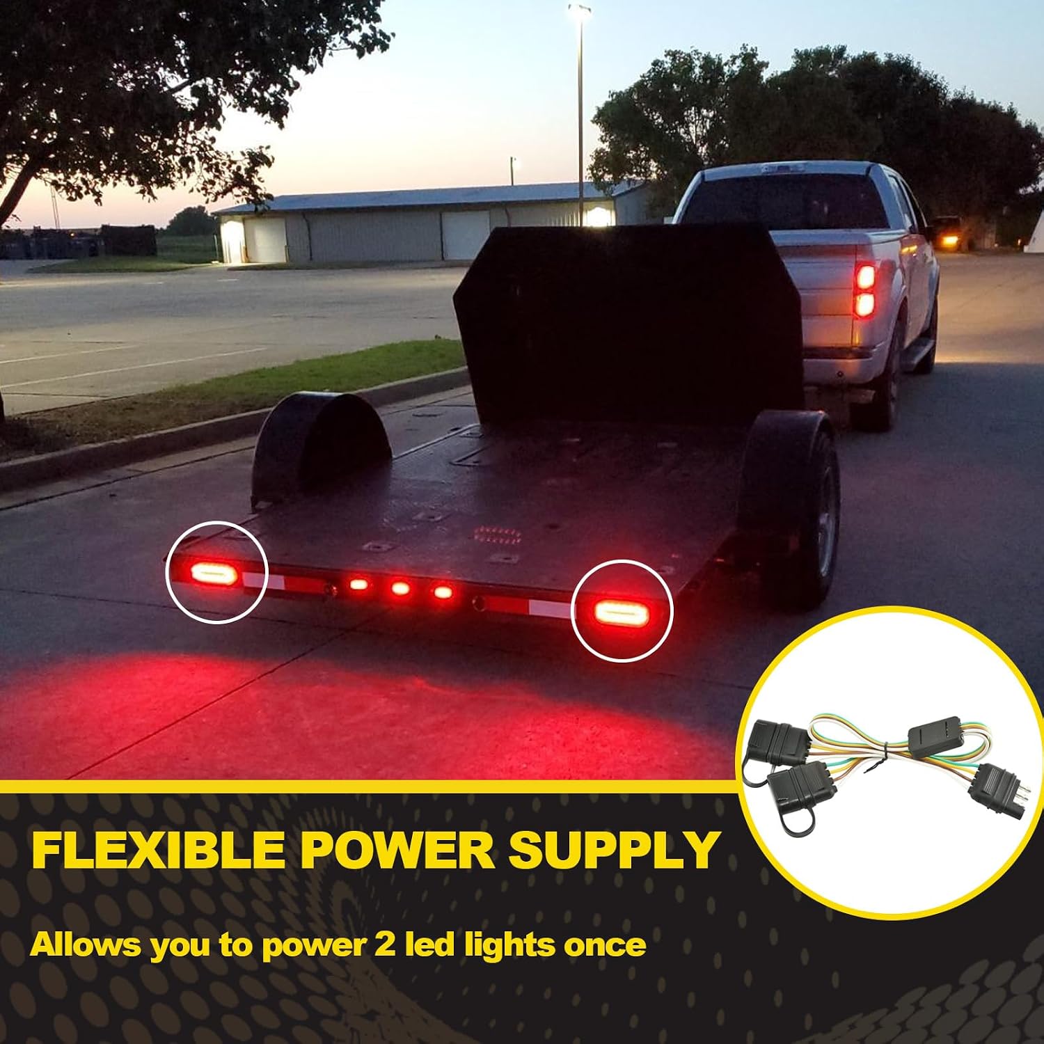4 Way Flat Trailer Connector - 4 Pin Wiring Harness Splitter Y Adapter with 17.5 Inch Extension Cord