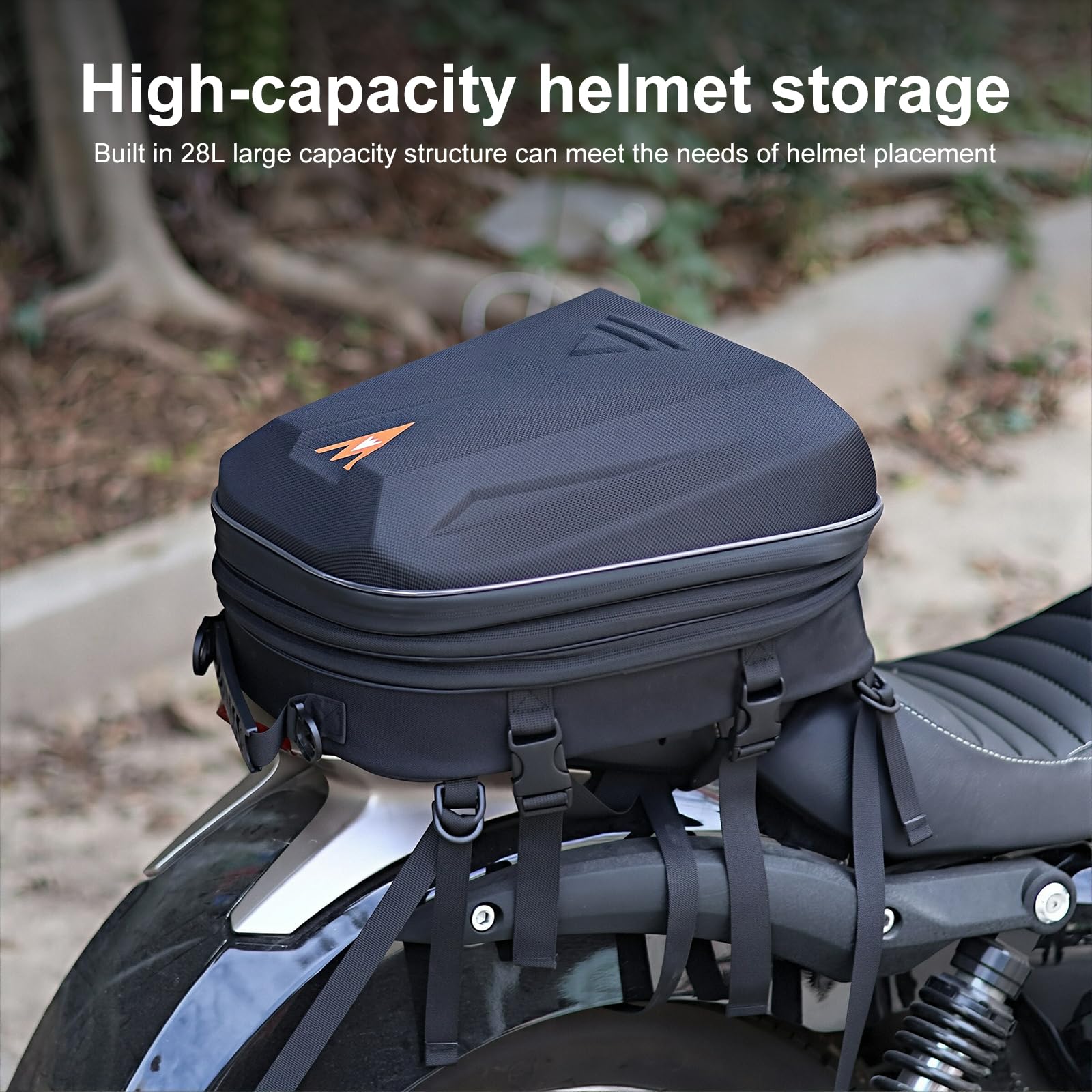 Motorrad-Hecktasche ABS Hartschalen Helmtasche wasserdichte Motorrad-Reisetasche Helmhülle mit erweiterbarem Stauraum 20L-28L