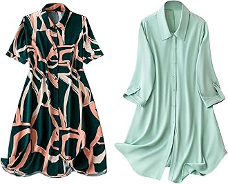 Women's Shirt Dress | Knee Length Dresses | Loose Fit | Button-Down | 3/4 Sleeve | Vacation Outfit (Pack of 2 | Value Pack)