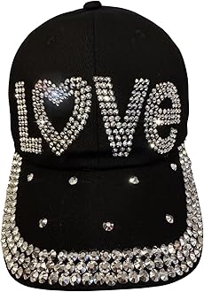 Bedazzled Hat for Women, Rhinestone Denim Hat, Fun Adult Bling Hats, Birthday Gifts for Women, Adjustable, One Size