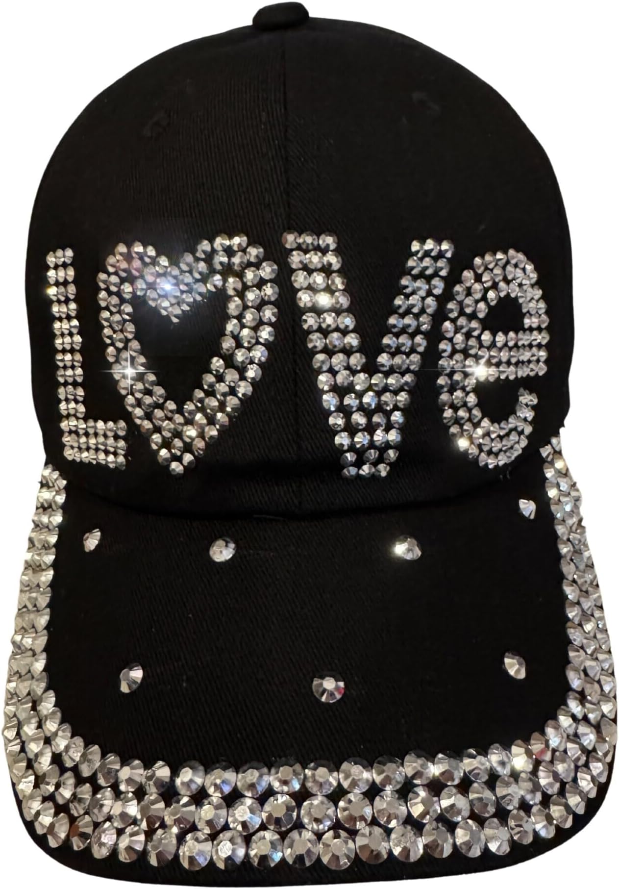Popfizzy Bedazzled Hat for Women, Rhinestone Denim Hat, Fun Adult Bling Hats, Birthday Gifts for Women, Adjustable, One Size
