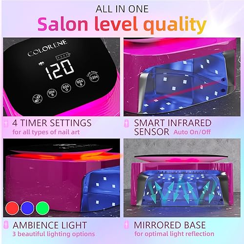 Miniatura 3 de Lámpara de uñas LED UV inalámbrica, 60 W, lámpara de uñas recargable de 60 W, lámpara de uñas inteligente con sensor automático con pantalla LCD,