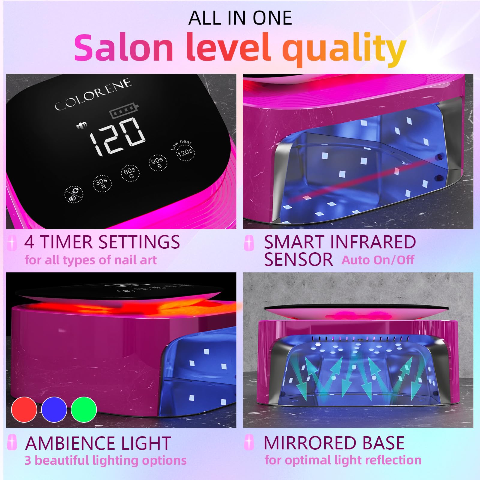 Amazon | コードレス UV LED ネイルランプ、60W 充電式ネイル