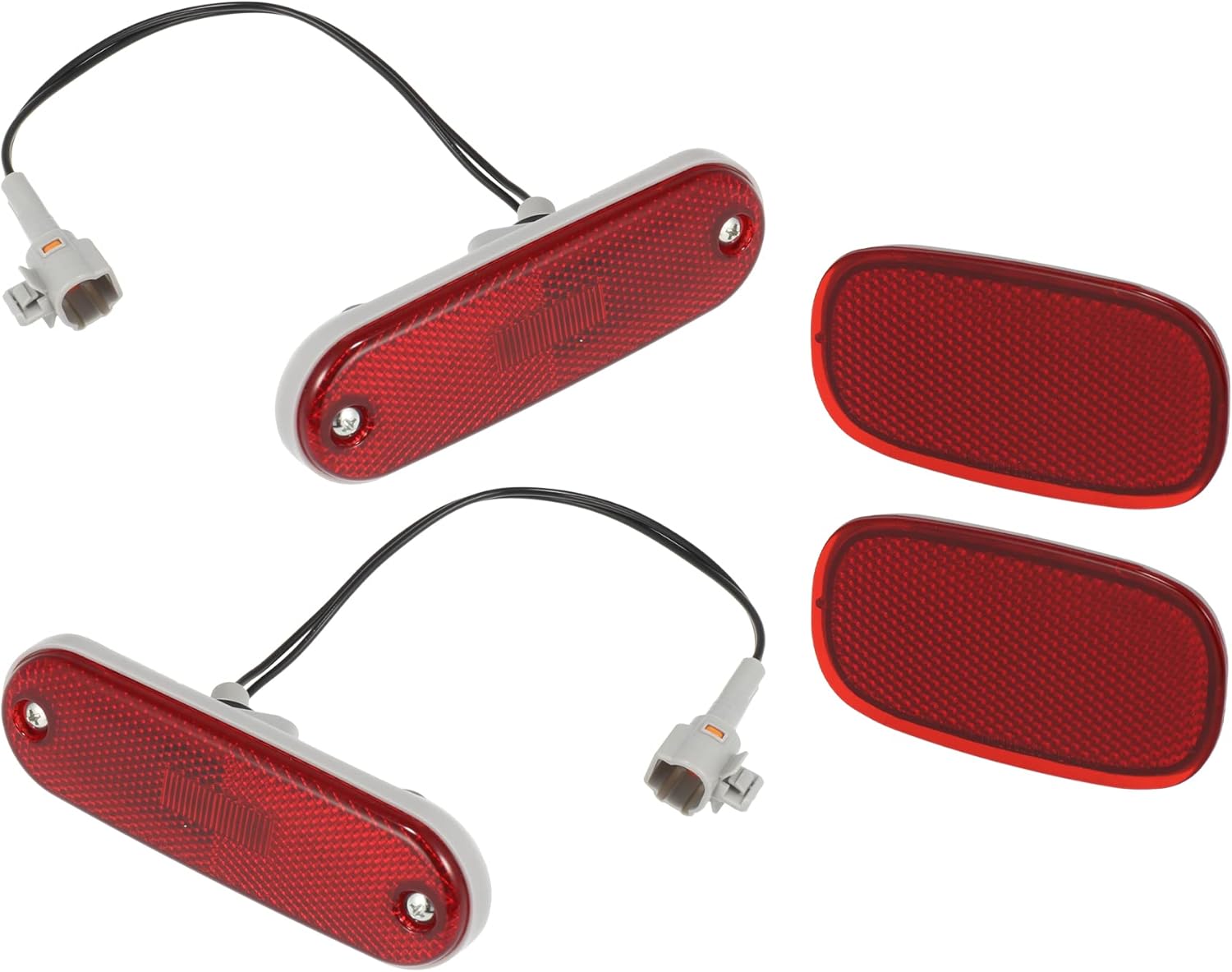 X AUTOHAUX Exterior Rear Bumper End Reflector Side Marker Signal Lamp Set Red Light for Toyota RAV4 1996-2004 81910-42010