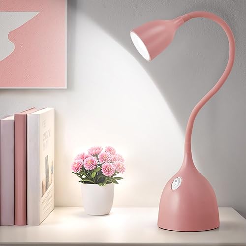 Miniatura 15 de Lámpara de escritorio para dormitorio universitario – Luz de lectura LED – Pequeña lámpara de mesa de cuello de cisne flexible ajustable – Lámpara
