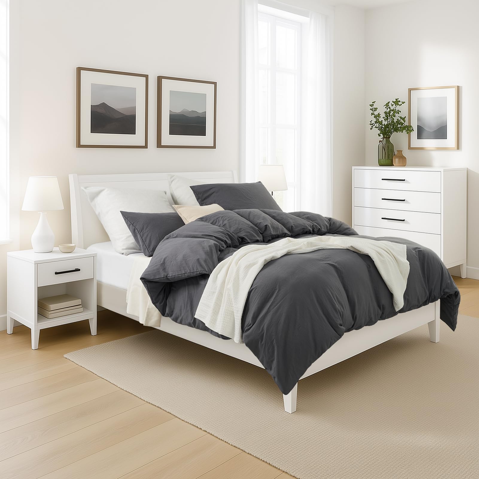 Nuphtun Vedergewicht dekbed 200 x 200 cm 1,8 kg | walvisdier, hoogwaardige microvezel, comfortabel en licht gewicht, levering met 2 kussenslopen 65 x 65 cm, katoenen vulling 200 g/m² B283
