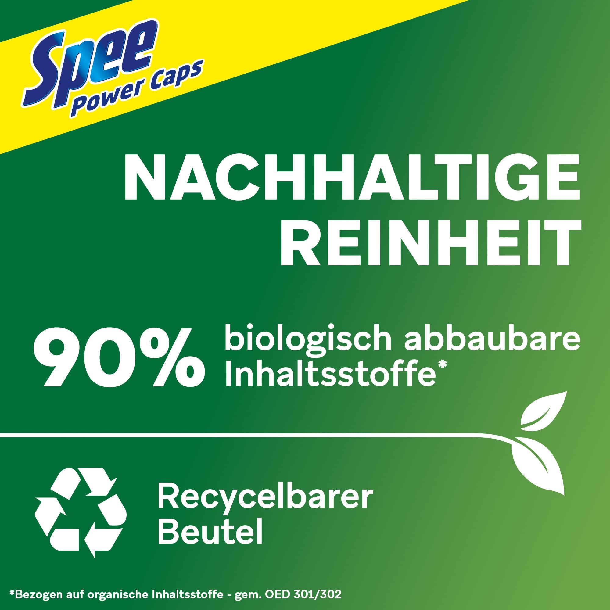 Spee Power Caps Frische-Kick 4 + 1 (120 Waschladungen), Vollwaschmittel für helle und weiße Wäsche, vordosiertes Waschmittel vereint Reinheit, Strahlkraft, Extra Frische & Nachhaltigkeit, Kapsel