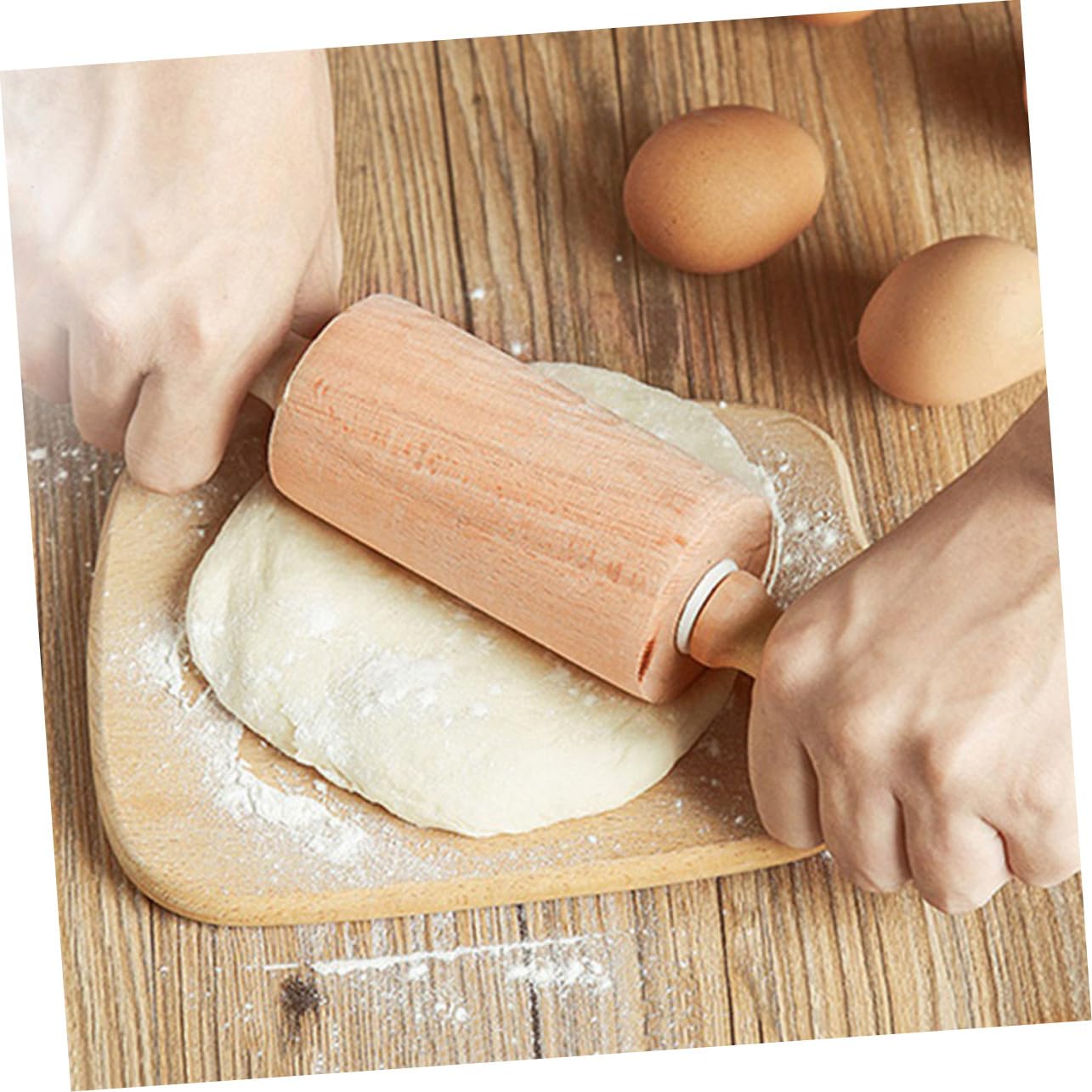 Cabilock 2 Stück Buchenholz Nudelholz Unlackiert Wachsfreier Teigroller Glatte Oberfläche Backzubehör für Fondant Pizza Kekse Teig Ausrollen Küchenrolle Langlebig und Natürlich