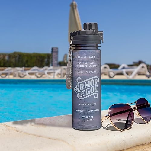 Miniatura 9 de Christian Art Gifts Wide Mouth BPA-Free Reusable Plastic Sports Water Bottle for Men & Women, Inspirational Scripture wLocking Flip-Top Lid & Carry