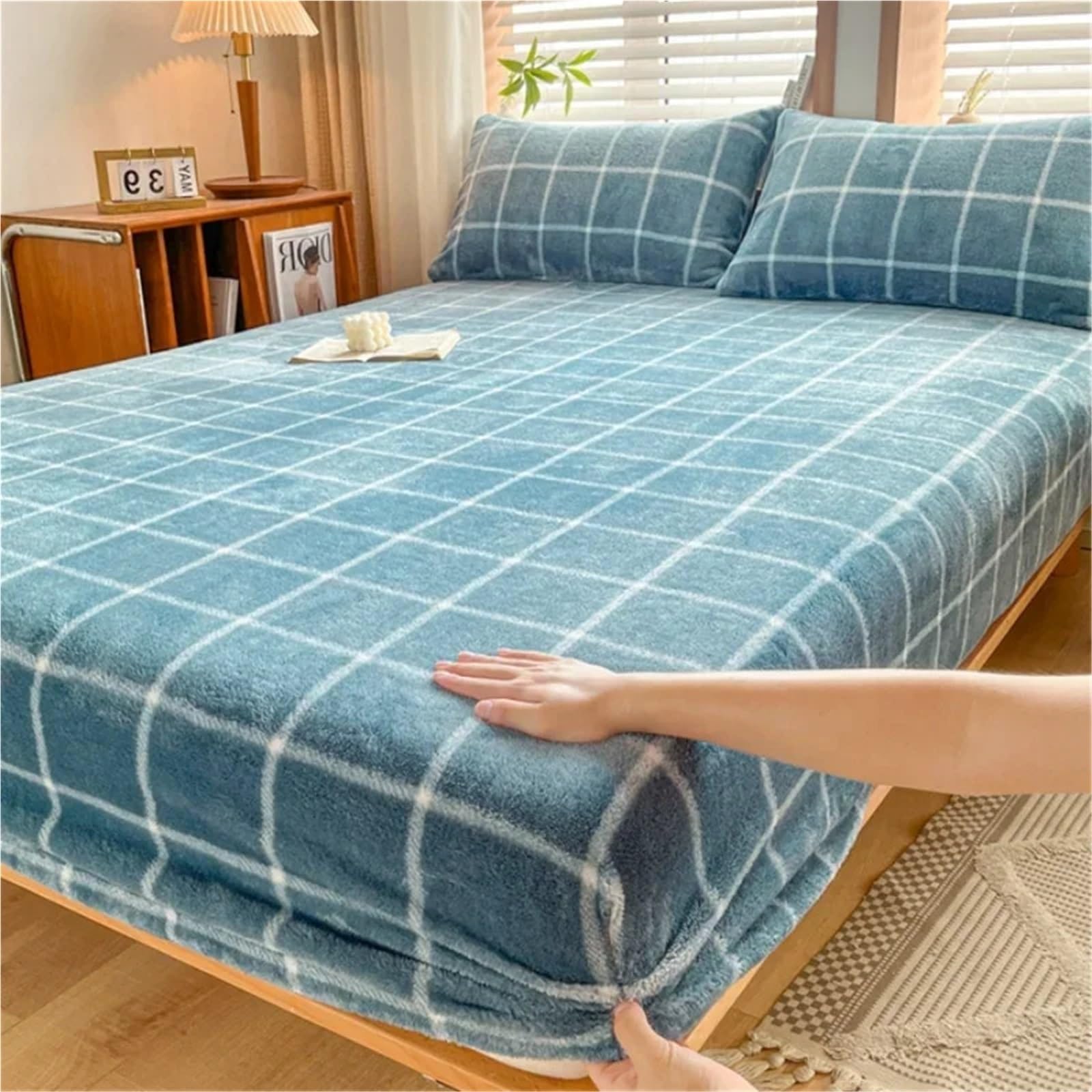 Sábana Bajera con Esquinas de Felpa Sábana de Pila Leche Invierno, Colcha cálida Gruesa Forro Polar Extra Ajustada, Funda colchón con elástico(5,120x200x25cm 1pcs)
