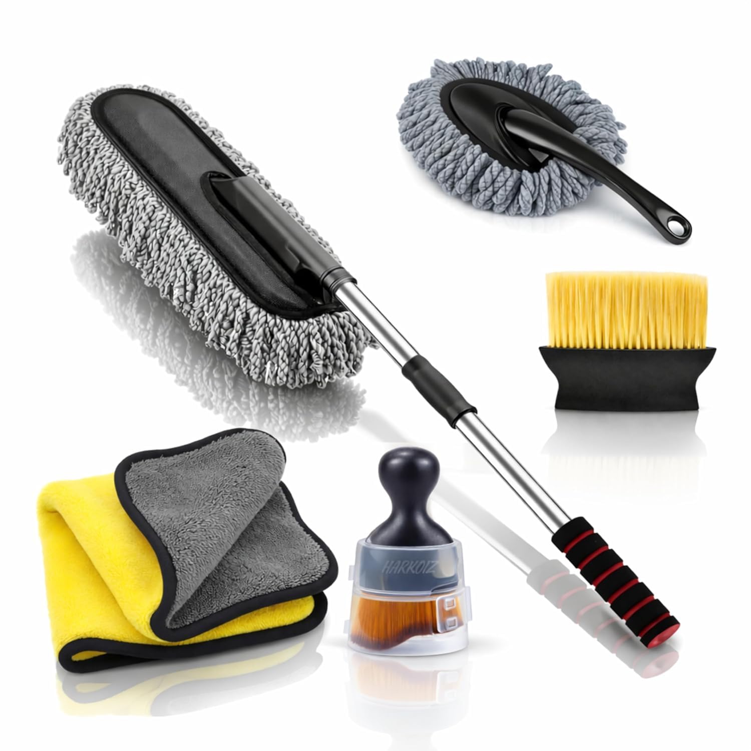 5 Pcs Car Cleaning Kit with Extendable Microfiber Duster, Interior Detailing Brush Set, Dashboard Dust Brush, Soft Cleaning Cloth, Car Wash Accessories Kit for Car Bike SUV Home-image-41