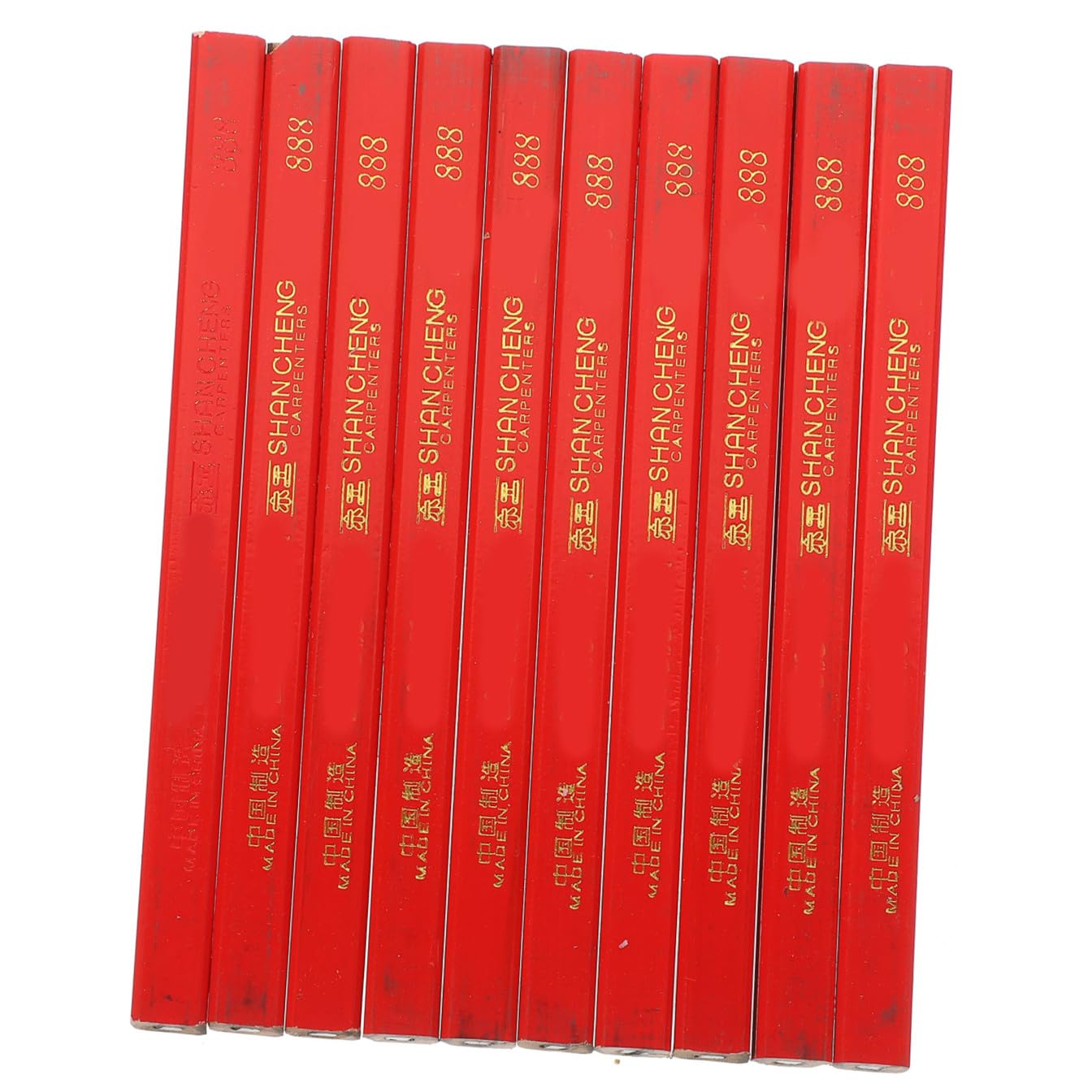Housoutil Crayon de Charpentier Octogonal 72 Pièces en Bois Rouge | Surfaces Dures et Irrégulières, Mine Non Circulaire Résistante, Prise en Main Confortable