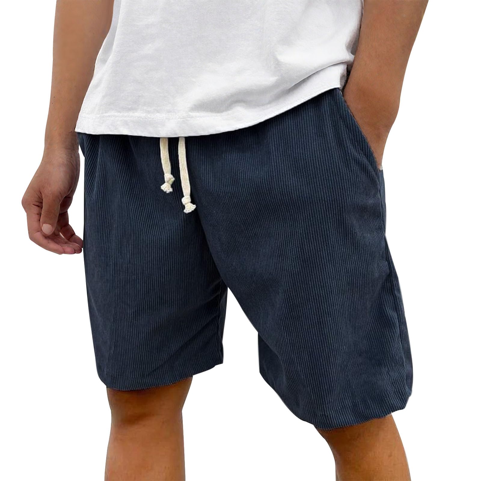 Mens Running Shorts Lightweight Gym Wide Leg Elastic Waist Athletic Summer Drawstring Casual Pants with Pockets