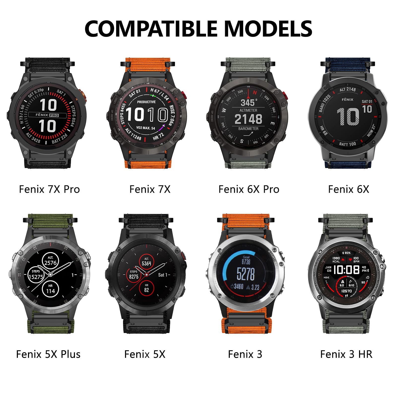 MYSNBKN 26mm Quick Fit Nylon Strap for Fenix 8 51mm/Fenix 7X Pro/Fenix 7X/Fenix 6X/Fenix 6X Pro/Fenix 5X/Fenix 5X Plus/Fenix 3/Fenix 3 HR - Image 4